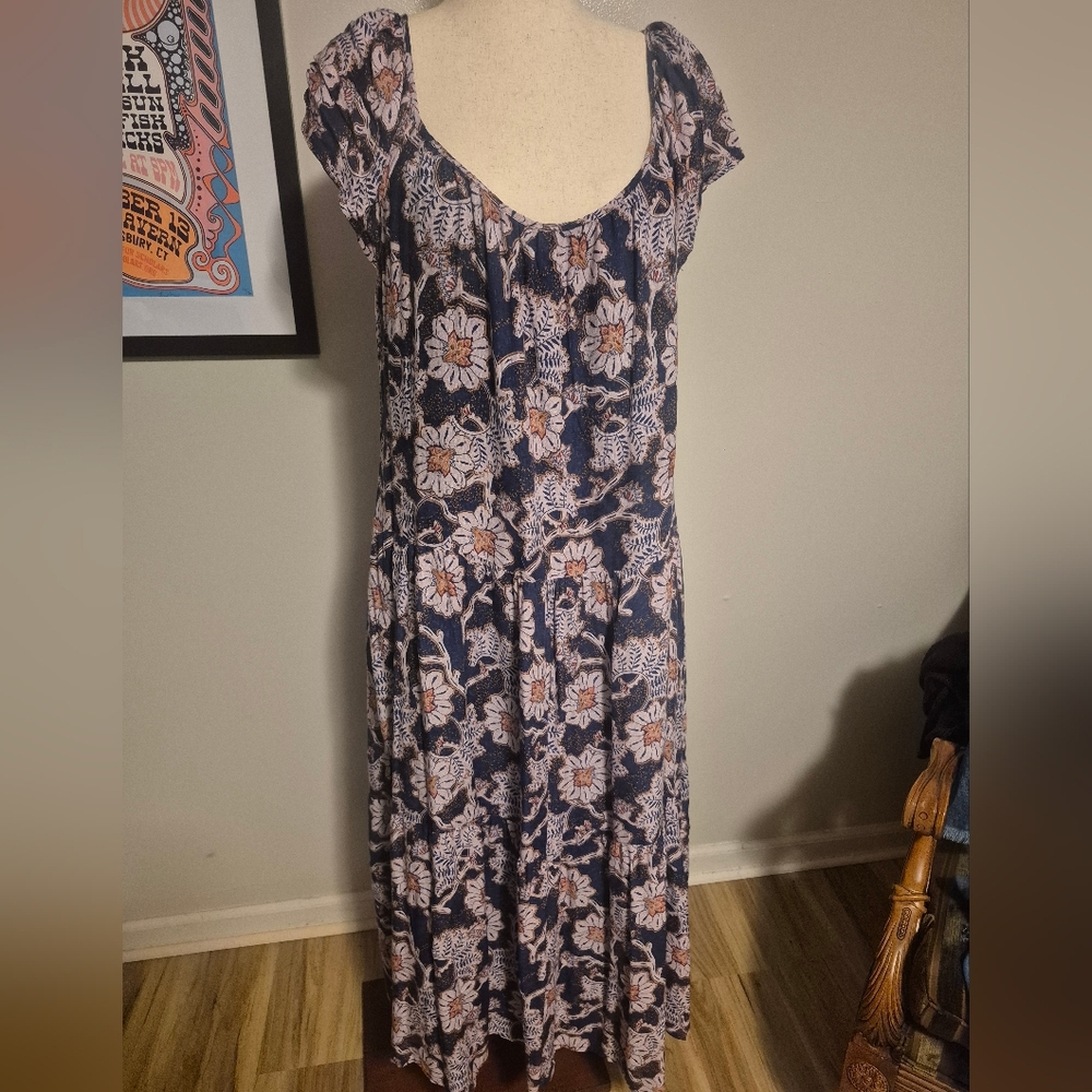 Knox Rose Navy and Pink Floral Midi